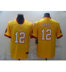 Men Nike Men Tampa Bay Buccaneers 12 Tom Brady Yellow  Stitched NFL Limited Rush Jersey