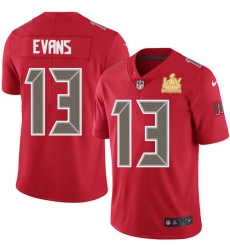 Men Nike Tampa Bay Buccaneers 13 Mike Evans Red Men Super Bowl LV Champions Patch Stitched NFL Limited Rush Jersey
