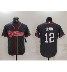 Men Tampa Bay Buccaneers  12 Tom Brady Black Cool Base Stitched Baseball Jersey 2