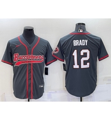 Men Tampa Bay Buccaneers 12 Tom Brady Grey Cool Base Stitched Baseball Jersey