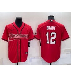 Men Tampa Bay Buccaneers 12 Tom Brady Red Cool Base Stitched Baseball Jersey