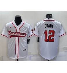 Men Tampa Bay Buccaneers 12 Tom Brady White Cool Base Stitched Baseball Jersey