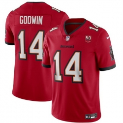 Men Tampa Bay Buccaneers 14 Chris Godwin Red 2025 50th Anniversary Patch Vapor Untouchable Limited Stitched Football Jersey