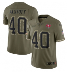 Men Tampa Bay Buccaneers 40 Mike Alstott Olive 2022 Salute To Service Limited Stitched Jersey