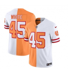 Men Tampa Bay Buccaneers 45 Devin White 2023 F U S E  White Gold Split Throwback Limited Stitched Jersey