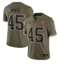 Men Tampa Bay Buccaneers 45 Devin White Olive 2022 Salute To Service Limited Stitched Jersey