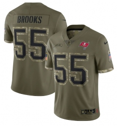 Men Tampa Bay Buccaneers 55 Derrick Brooks Olive 2022 Salute To Service Limited Stitched Jersey