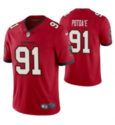 Men Tampa Bay Buccaneers 91 Benning Potoa Red Vapor Untouchable Limited Stitched Jersey