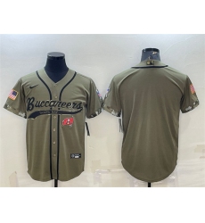 Men Tampa Bay Buccaneers Blank Olive 2022 Salute To Service Cool Base Stitched Baseball Jersey