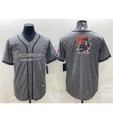 Men Tampa Bay Buccaneers Grey Team Big Logo With Patch Cool Base Stitched Baseball Jersey