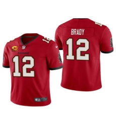 Men Tom Brady Tampa Bay Buccaneers Red Captain Patch Vapor Limited Jersey