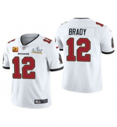 Men Tom Brady Tampa Bay Buccaneers White Captain Patch Super Bowl Patch Vapor Limited Jersey