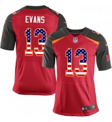 Mens Nike Tampa Bay Buccaneers 13 Mike Evans Elite Red Home USA Flag Fashion NFL Jersey