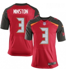 Mens Nike Tampa Bay Buccaneers 3 Jameis Winston Elite Red Team Color NFL Jersey