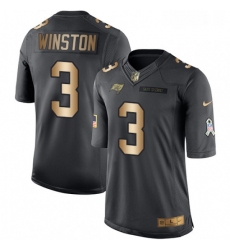 Mens Nike Tampa Bay Buccaneers 3 Jameis Winston Limited BlackGold Salute to Service NFL Jersey
