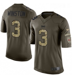 Mens Nike Tampa Bay Buccaneers 3 Jameis Winston Limited Green Salute to Service NFL Jersey
