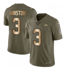 Mens Nike Tampa Bay Buccaneers 3 Jameis Winston Limited OliveGold 2017 Salute to Service NFL Jersey