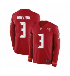 Mens Nike Tampa Bay Buccaneers 3 Jameis Winston Limited Red Therma Long Sleeve NFL Jersey