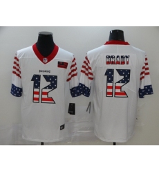 Nike Buccaneers 12 Tom Brady White USA Flag Fashion Limited Jersey