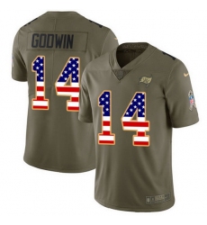 Nike Buccaneers 14 Chris Godwin Olive USA Flag Men Stitched NFL Limited 2017 Salute To Service Jersey
