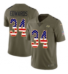 Nike Buccaneers 34 Mike Edwards Olive USA Flag Men Stitched NFL Limited 2017 Salute To Service Jersey