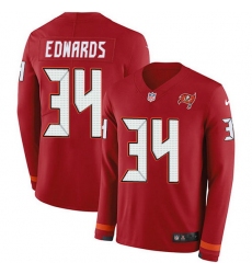 Nike Buccaneers 34 Mike Edwards Red Team Color Men Stitched NFL Limited Therma Long Sleeve Jersey