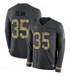 Nike Buccaneers 35 Jamel Dean Anthracite Salute to Service Men Stitched NFL Limited Therma Long Sleeve Jersey