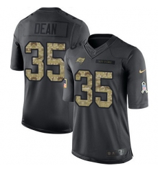 Nike Buccaneers 35 Jamel Dean Black Men Stitched NFL Limited 2016 Salute to Service Jersey