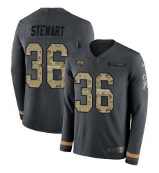 Nike Buccaneers 36 M J  Stewart Anthracite Salute to Service Men Stitched NFL Limited Therma Long Sleeve Jersey