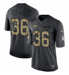 Nike Buccaneers 36 M J  Stewart Black Men Stitched NFL Limited 2016 Salute to Service Jersey