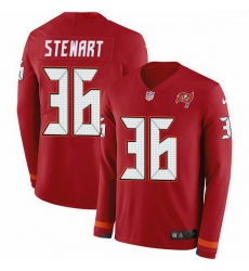 Nike Buccaneers 36 M J  Stewart Red Team Color Men Stitched NFL Limited Therma Long Sleeve Jersey