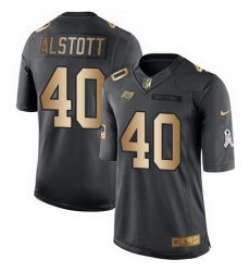 Nike Buccaneers #40 Mike Alstott Black Mens Stitched NFL Limited Gold Salute To Service Jersey