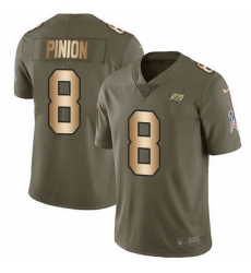 Nike Buccaneers 8 Bradley Pinion Olive Gold Men Stitched NFL Limited 2017 Salute To Service Jersey