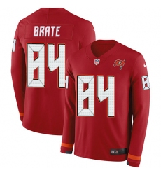 Nike Buccaneers 84 Cameron Brate Red Team Color Men s Stitched NFL Limited Therma Long Sleeve Jersey