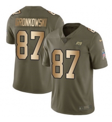 Nike Buccaneers 87 Rob Gronkowski Olive Gold Men Stitched NFL Limited 2017 Salute To Service Jersey