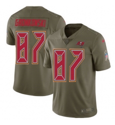 Nike Buccaneers 87 Rob Gronkowski Olive Men Stitched NFL Limited 2017 Salute To Service Jersey