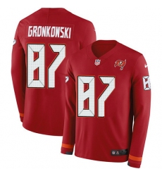 Nike Buccaneers 87 Rob Gronkowski Red Team Color Men Stitched NFL Limited Therma Long Sleeve Jersey