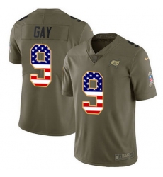 Nike Buccaneers 9 Matt Gay Olive USA Flag Men Stitched NFL Limited 2017 Salute To Service Jersey