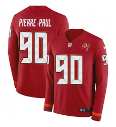 Nike Buccaneers 90 Jason Pierre Paul Red Team Color Men s Stitched NFL Limited Therma Long Sleeve Jersey