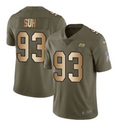 Nike Buccaneers 93 Ndamukong Suh Olive Gold Men Stitched NFL Limited 2017 Salute To Service Jersey