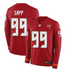 Nike Buccaneers 99 Warren Sapp Red Team Color Men s Stitched NFL Limited Therma Long Sleeve Jersey