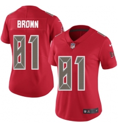 Women Nike Tampa Bay Buccaneers 81 Antonio Brown Red Women Stitched NFL Limited Rush Jersey