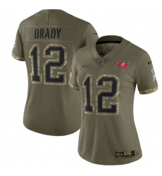 Women Tampa Bay Buccaneers 12 Tom Brady Olive 2022 Salute To Service Limited Stitched Jersey