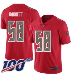Youth Buccaneers 58 Shaquil Barrett Red Stitched Football Limited Rush 100th Season Jersey
