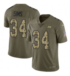 Youth Nike Buccaneers #34 Charles Sims Olive Camo Stitched NFL Limited 2017 Salute to Service Jersey