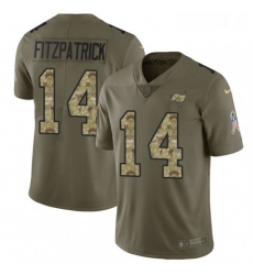 Youth Nike Tampa Bay Buccaneers 14 Ryan Fitzpatrick Limited OliveCamo 2017 Salute to Service NFL Jersey
