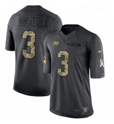 Youth Nike Tampa Bay Buccaneers 3 Jameis Winston Limited Black 2016 Salute to Service NFL Jersey
