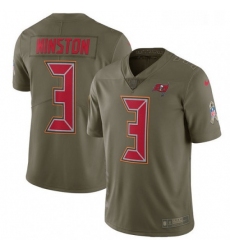Youth Nike Tampa Bay Buccaneers 3 Jameis Winston Limited Olive 2017 Salute to Service NFL Jersey