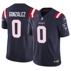 Men New England Patriots 0 Christian Gonzalez Blue Stitched Vapor Limited Jersey