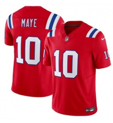 Men New England Patriots 10 Drake Maye Red 2024 Draft F U S E  Vapor Limited Stitched Football Jersey